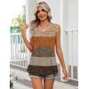 Zeagoo Womens Summer Tank Tops Sleeveless Babydoll Tops Loose Fit Tunic Blouses Crew Neck Flowy Shirts S-3XL(Brown Textured Colorblock)