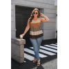 Zeagoo Womens Summer Tank Tops Sleeveless Babydoll Tops Loose Fit Tunic Blouses Crew Neck Flowy Shirts S-3XL(Brown Textured Colorblock)