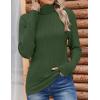 Zeagoo Womens Sweaters Turtleneck Cable Knit Long Sleeve Pullover Cute Fitted Trendy Basic Fall Winter Tops(Army Green)