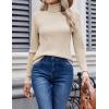 Zeagoo Womens Sweaters Turtleneck Cable Knit Long Sleeve Pullover Cute Fitted Trendy Basic Fall Winter Tops(Beige)