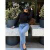 Zeagoo Womens Sweaters Turtleneck Cable Knit Long Sleeve Pullover Cute Fitted Trendy Basic Fall Winter Tops(Black)