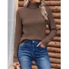 Zeagoo Womens Sweaters Turtleneck Cable Knit Long Sleeve Pullover Cute Fitted Trendy Basic Fall Winter Tops(Brown)