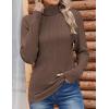 Zeagoo Womens Sweaters Turtleneck Cable Knit Long Sleeve Pullover Cute Fitted Trendy Basic Fall Winter Tops(Brown)