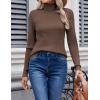 Zeagoo Womens Sweaters Turtleneck Cable Knit Long Sleeve Pullover Cute Fitted Trendy Basic Fall Winter Tops(Brown)