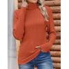 Zeagoo Womens Sweaters Turtleneck Cable Knit Long Sleeve Pullover Cute Fitted Trendy Basic Fall Winter Tops(Caramel)
