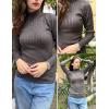 Zeagoo Womens Sweaters Turtleneck Cable Knit Long Sleeve Pullover Cute Fitted Trendy Basic Fall Winter Tops(Dark Grey)