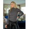 Zeagoo Womens Sweaters Turtleneck Cable Knit Long Sleeve Pullover Cute Fitted Trendy Basic Fall Winter Tops(Dark Grey)