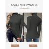 Zeagoo Womens Sweaters Turtleneck Cable Knit Long Sleeve Pullover Cute Fitted Trendy Basic Fall Winter Tops(Dark Grey)