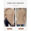 Zeagoo Womens Sweaters Turtleneck Cable Knit Long Sleeve Pullover Cute Fitted Trendy Basic Fall Winter Tops(Khaki)