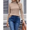 Zeagoo Womens Sweaters Turtleneck Cable Knit Long Sleeve Pullover Cute Fitted Trendy Basic Fall Winter Tops(Khaki)