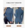 Zeagoo Womens Sweaters Turtleneck Cable Knit Long Sleeve Pullover Cute Fitted Trendy Basic Fall Winter Tops(Navy Blue)