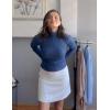 Zeagoo Womens Sweaters Turtleneck Cable Knit Long Sleeve Pullover Cute Fitted Trendy Basic Fall Winter Tops(Navy Blue)