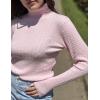 Zeagoo Womens Sweaters Turtleneck Cable Knit Long Sleeve Pullover Cute Fitted Trendy Basic Fall Winter Tops(Pink)