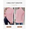 Zeagoo Womens Sweaters Turtleneck Cable Knit Long Sleeve Pullover Cute Fitted Trendy Basic Fall Winter Tops(Pink)