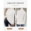 Zeagoo Womens Sweaters Turtleneck Cable Knit Long Sleeve Pullover Cute Fitted Trendy Basic Fall Winter Tops(White)