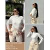 Zeagoo Womens Sweaters Turtleneck Cable Knit Long Sleeve Pullover Cute Fitted Trendy Basic Fall Winter Tops(White)