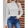 Zeagoo Womens Sweaters Turtleneck Cable Knit Long Sleeve Pullover Cute Fitted Trendy Basic Fall Winter Tops(White)