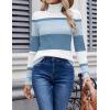 Zeagoo Womens Sweaters Turtleneck Cable Knit Long Sleeve Pullover Cute Fitted Trendy Basic Fall Winter Tops(Z Baby Blue)