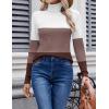 Zeagoo Womens Sweaters Turtleneck Cable Knit Long Sleeve Pullover Cute Fitted Trendy Basic Fall Winter Tops(Z Brown)