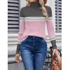 Zeagoo Womens Sweaters Turtleneck Cable Knit Long Sleeve Pullover Cute Fitted Trendy Basic Fall Winter Tops(Z Pink)