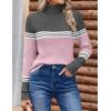 Zeagoo Womens Sweaters Turtleneck Cable Knit Long Sleeve Pullover Cute Fitted Trendy Basic Fall Winter Tops(Z Pink)