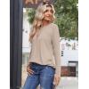 Zeagoo Womens Tops 2025 Long Sleeve Shirts for Fall Round Neck Blouses Floral Tunic Tops with Buttons Decor(Beige)