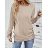Zeagoo Womens Tops 2025 Long Sleeve Shirts for Fall Round Neck Blouses Floral Tunic Tops with Buttons Decor(Beige)