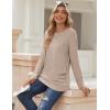 Zeagoo Womens Tops 2025 Long Sleeve Shirts for Fall Round Neck Blouses Floral Tunic Tops with Buttons Decor(Beige)