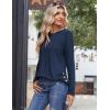 Zeagoo Womens Tops 2025 Long Sleeve Shirts for Fall Round Neck Blouses Floral Tunic Tops with Buttons Decor(Blue)
