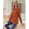 Zeagoo Womens Tops 2025 Long Sleeve Shirts for Fall Round Neck Blouses Floral Tunic Tops with Buttons Decor(Caramel)