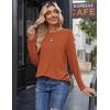 Zeagoo Womens Tops 2025 Long Sleeve Shirts for Fall Round Neck Blouses Floral Tunic Tops with Buttons Decor(Caramel)