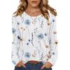Zeagoo Womens Tops 2025 Long Sleeve Shirts for Fall Round Neck Blouses Floral Tunic Tops with Buttons Decor(Floral-112)