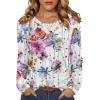 Zeagoo Womens Tops 2025 Long Sleeve Shirts for Fall Round Neck Blouses Floral Tunic Tops with Buttons Decor(Floral-50)