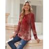 Zeagoo Womens Tops 2025 Long Sleeve Shirts for Fall Round Neck Blouses Floral Tunic Tops with Buttons Decor(Floral-766)