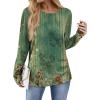 Zeagoo Womens Tops 2025 Long Sleeve Shirts for Fall Round Neck Blouses Floral Tunic Tops with Buttons Decor(Floral-808)