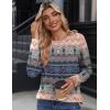 Zeagoo Womens Tops 2025 Long Sleeve Shirts for Fall Round Neck Blouses Floral Tunic Tops with Buttons Decor(Floral-814)