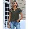 Zeagoo Womens Tops Dressy Casual Textured Blouses Cap Short Sleeve Shirts V Neck Button Up Summer Spring Work Tshirt Clothes(Army Green)
