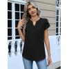 Zeagoo Womens Tops Dressy Casual Textured Blouses Cap Short Sleeve Shirts V Neck Button Up Summer Spring Work Tshirt Clothes(Black)