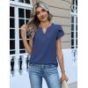 Zeagoo Womens Tops Dressy Casual Textured Blouses Cap Short Sleeve Shirts V Neck Button Up Summer Spring Work Tshirt Clothes(Blue)