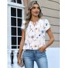 Zeagoo Womens Tops Dressy Casual Textured Blouses Cap Short Sleeve Shirts V Neck Button Up Summer Spring Work Tshirt Clothes(Floral White)