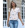 Zeagoo Womens Tops Dressy Casual Textured Blouses Cap Short Sleeve Shirts V Neck Button Up Summer Spring Work Tshirt Clothes(Floral White)
