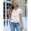 Zeagoo Womens Tops Dressy Casual Textured Blouses Cap Short Sleeve Shirts V Neck Button Up Summer Spring Work Tshirt Clothes(Floral White)