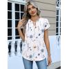 Zeagoo Womens Tops Dressy Casual Textured Blouses Cap Short Sleeve Shirts V Neck Button Up Summer Spring Work Tshirt Clothes(Floral White)