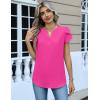 Zeagoo Womens Tops Dressy Casual Textured Blouses Cap Short Sleeve Shirts V Neck Button Up Summer Spring Work Tshirt Clothes(Hot Pink)