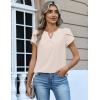Zeagoo Womens Tops Dressy Casual Textured Blouses Cap Short Sleeve Shirts V Neck Button Up Summer Spring Work Tshirt Clothes(Khaki)