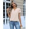 Zeagoo Womens Tops Dressy Casual Textured Blouses Cap Short Sleeve Shirts V Neck Button Up Summer Spring Work Tshirt Clothes(Khaki)