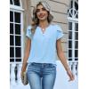 Zeagoo Womens Tops Dressy Casual Textured Blouses Cap Short Sleeve Shirts V Neck Button Up Summer Spring Work Tshirt Clothes(Light Blue)