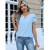 Zeagoo Womens Tops Dressy Casual Textured Blouses Cap Short Sleeve Shirts V Neck Button Up Summer Spring Work Tshirt Clothes(Light Blue)