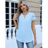 Zeagoo Womens Tops Dressy Casual Textured Blouses Cap Short Sleeve Shirts V Neck Button Up Summer Spring Work Tshirt Clothes(Light Blue)