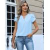 Zeagoo Womens Tops Dressy Casual Textured Blouses Cap Short Sleeve Shirts V Neck Button Up Summer Spring Work Tshirt Clothes(Light Blue)